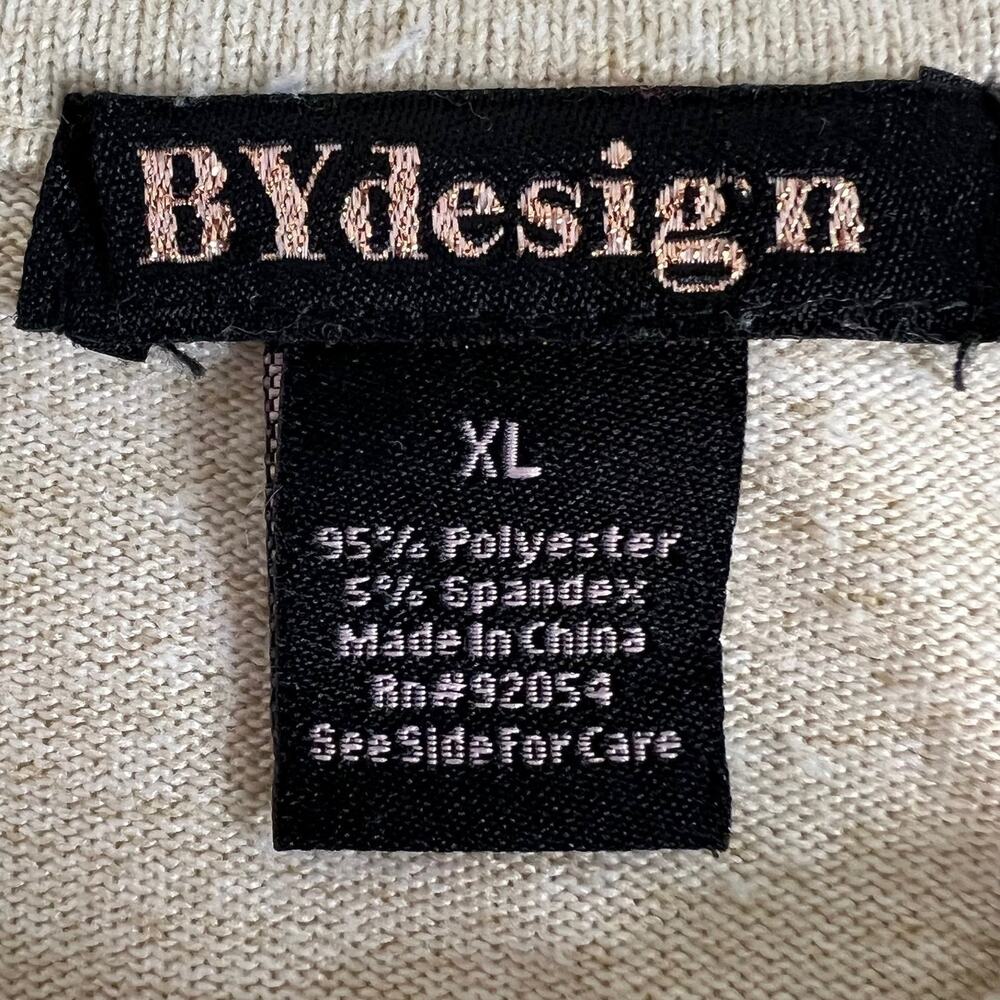 ByDesign Lightweight Sweater Womens XL Beige Paris Cityscape 3/4 Sleeve Top - Picture 5 of 7